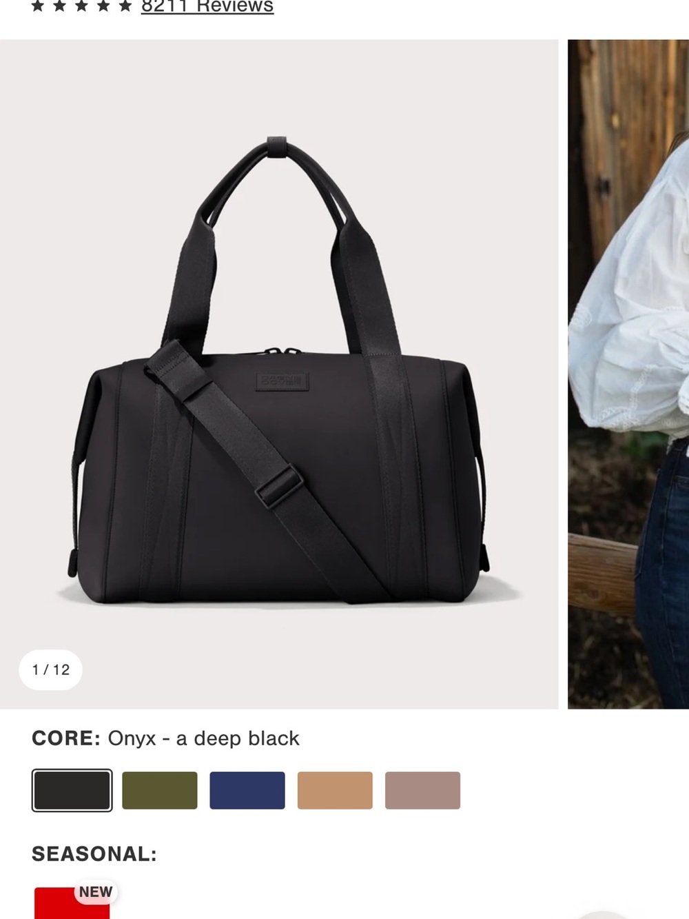 Dagne Dover Black Duffel with Adjustable Shoulder Strap - Picture 2 of 5